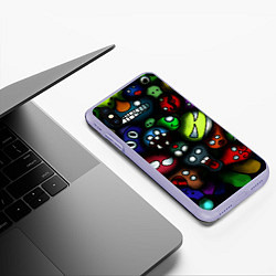 Чехол iPhone XS Max матовый Смайлы, цвет: 3D-светло-сиреневый — фото 2