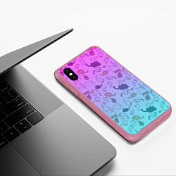 Чехол iPhone XS Max матовый Котики в полете, цвет: 3D-малиновый — фото 2