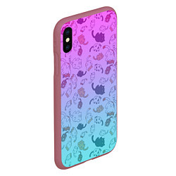 Чехол iPhone XS Max матовый Котики в полете, цвет: 3D-малиновый — фото 2