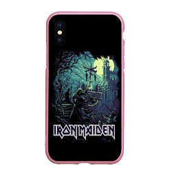 Чехол iPhone XS Max матовый IRON MAIDEN, цвет: 3D-розовый