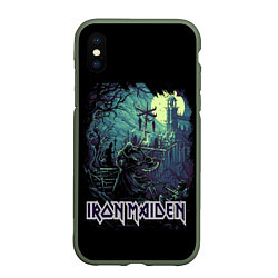 Чехол iPhone XS Max матовый IRON MAIDEN, цвет: 3D-темно-зеленый