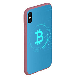 Чехол iPhone XS Max матовый Bitcoin, цвет: 3D-малиновый — фото 2