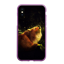 Чехол iPhone XS Max матовый Лисица, цвет: 3D-фиолетовый