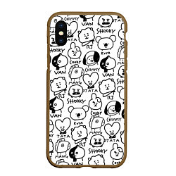 Чехол iPhone XS Max матовый BTS BT21, цвет: 3D-коричневый