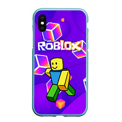 Чехол iPhone XS Max матовый ROBLOX КУБЫ, цвет: 3D-мятный