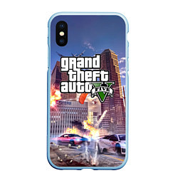 Чехол iPhone XS Max матовый ЭКШЕН Grand Theft Auto V, цвет: 3D-голубой