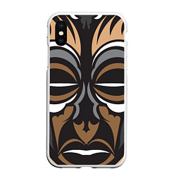 Чехол iPhone XS Max матовый Лицо в Полинезийском стиле