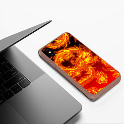 Чехол iPhone XS Max матовый ДРАКОН, цвет: 3D-коричневый — фото 2