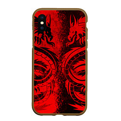 Чехол iPhone XS Max матовый BLACK RED DRAGONS TATOO, цвет: 3D-коричневый