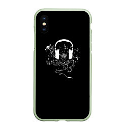 Чехол iPhone XS Max матовый Headphones, цвет: 3D-салатовый