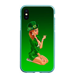Чехол iPhone XS Max матовый Девушка лепрекон в зеленом