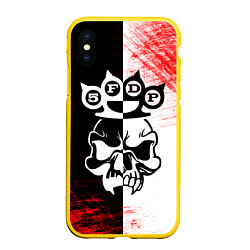 Чехол iPhone XS Max матовый Five Finger Death Punch 5, цвет: 3D-желтый
