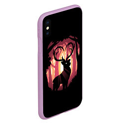 Чехол iPhone XS Max матовый Олень в лесу, цвет: 3D-сиреневый — фото 2