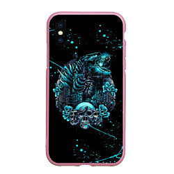Чехол iPhone XS Max матовый GODZILLA ГОДЗИЛЛА, цвет: 3D-розовый