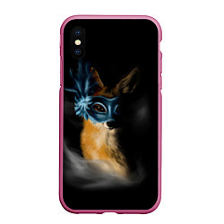 Чехол iPhone XS Max матовый Лиса в маске, цвет: 3D-малиновый