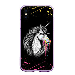 Чехол iPhone XS Max матовый ЕДИНОРОГ UNICORN RAINBOW