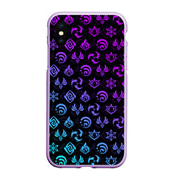 Чехол iPhone XS Max матовый GENSHIN IMPACT NEON, цвет: 3D-сиреневый