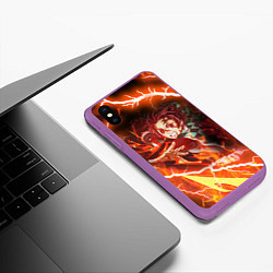 Чехол iPhone XS Max матовый КЛИНОК РАССЕКАЮЩИЙ ДЕМОНОВ, цвет: 3D-фиолетовый — фото 2