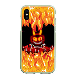 Чехол iPhone XS Max матовый CUPHEAD DEVIL, цвет: 3D-салатовый