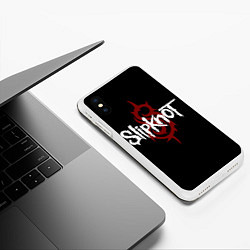 Чехол iPhone XS Max матовый Slipknot Надпись, цвет: 3D-белый — фото 2