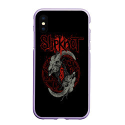 Чехол iPhone XS Max матовый Slipknot Черепа, цвет: 3D-светло-сиреневый