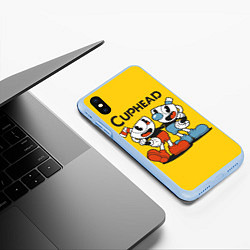 Чехол iPhone XS Max матовый CUPHEAD, цвет: 3D-голубой — фото 2