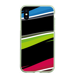Чехол iPhone XS Max матовый Волны, цвет: 3D-салатовый