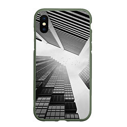 Чехол iPhone XS Max матовый Минимализм, цвет: 3D-темно-зеленый