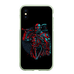 Чехол iPhone XS Max матовый Brutal Kratos, цвет: 3D-салатовый