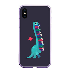 Чехол iPhone XS Max матовый Book Dinosaur, цвет: 3D-светло-сиреневый