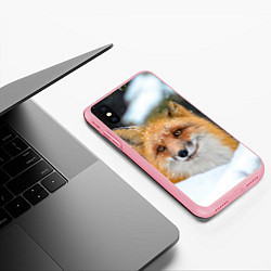 Чехол iPhone XS Max матовый Лисичка на сугробе, цвет: 3D-баблгам — фото 2