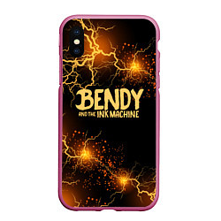 Чехол iPhone XS Max матовый BENDY LOGO, цвет: 3D-малиновый