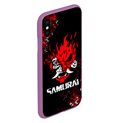 Чехол iPhone XS Max матовый SAMURAI CYBERPUNK 2077, цвет: 3D-фиолетовый — фото 2