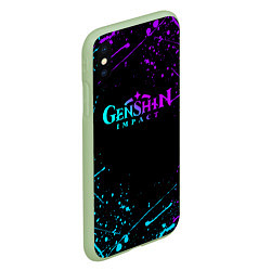 Чехол iPhone XS Max матовый GENSHIN IMPACT NEON LOGO, цвет: 3D-салатовый — фото 2