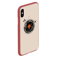 Чехол iPhone XS Max матовый Natural Vinyl Records Vintage, цвет: 3D-красный — фото 2