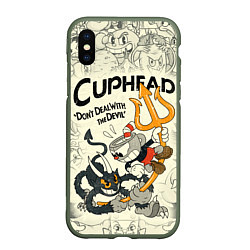 Чехол iPhone XS Max матовый Cuphead and Devil, цвет: 3D-темно-зеленый