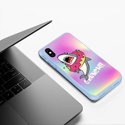 Чехол iPhone XS Max матовый Акула с пончиком Сrunch, цвет: 3D-голубой — фото 2