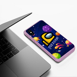 Чехол iPhone XS Max матовый ПОЕХАЛИ АМОНГ АС AMONG US, цвет: 3D-сиреневый — фото 2