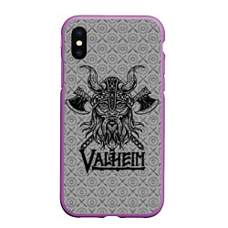 Чехол iPhone XS Max матовый Valheim Viking dark, цвет: 3D-фиолетовый