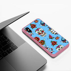 Чехол iPhone XS Max матовый Old school tattoo 1, цвет: 3D-малиновый — фото 2