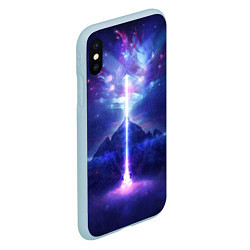 Чехол iPhone XS Max матовый Яркий взрыв в космосе, цвет: 3D-голубой — фото 2
