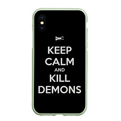 Чехол iPhone XS Max матовый Расслабься и убивай демонов, цвет: 3D-салатовый