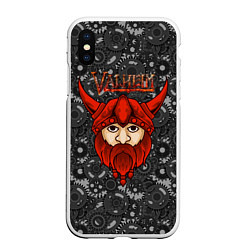 Чехол iPhone XS Max матовый Valheim красный викинг, цвет: 3D-белый