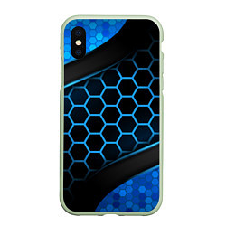 Чехол iPhone XS Max матовый 3D luxury blue 3Д СОТЫ и плиты, цвет: 3D-салатовый