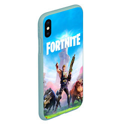 Чехол iPhone XS Max матовый Fortnite Новая Глава, цвет: 3D-мятный — фото 2