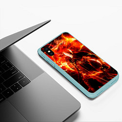 Чехол iPhone XS Max матовый Данте в огне, цвет: 3D-мятный — фото 2