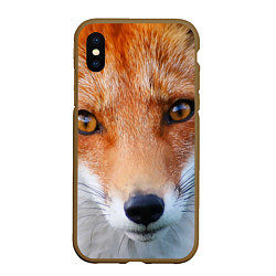 Чехол iPhone XS Max матовый Крупно мордочка лисы, цвет: 3D-коричневый