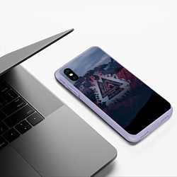 Чехол iPhone XS Max матовый Валькнут, цвет: 3D-светло-сиреневый — фото 2
