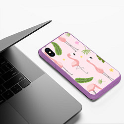 Чехол iPhone XS Max матовый Фламинго, цвет: 3D-фиолетовый — фото 2