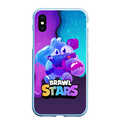 Чехол iPhone XS Max матовый Сквик Squeak Brawl Stars, цвет: 3D-голубой